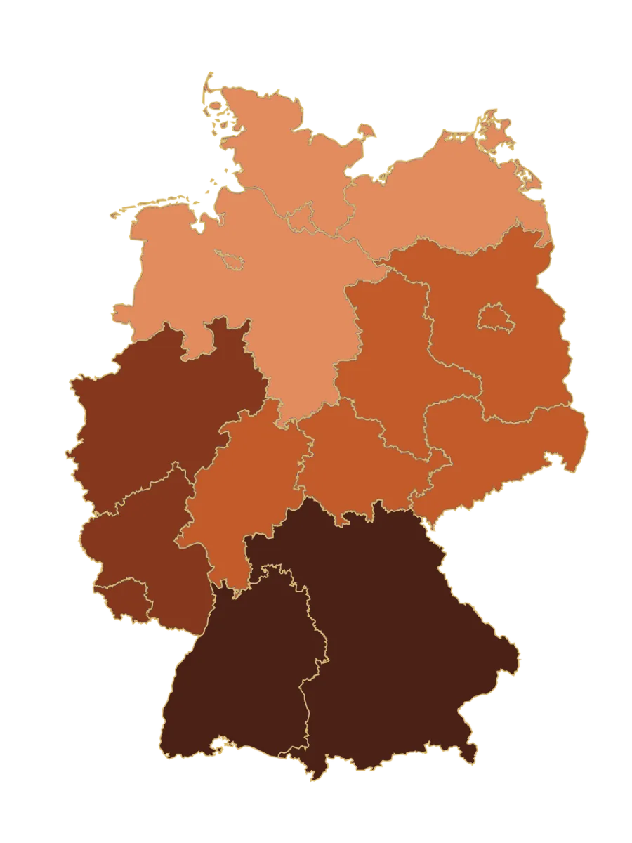 Karte der Einsatzgebiete von Thiessen Energy in Deutschland